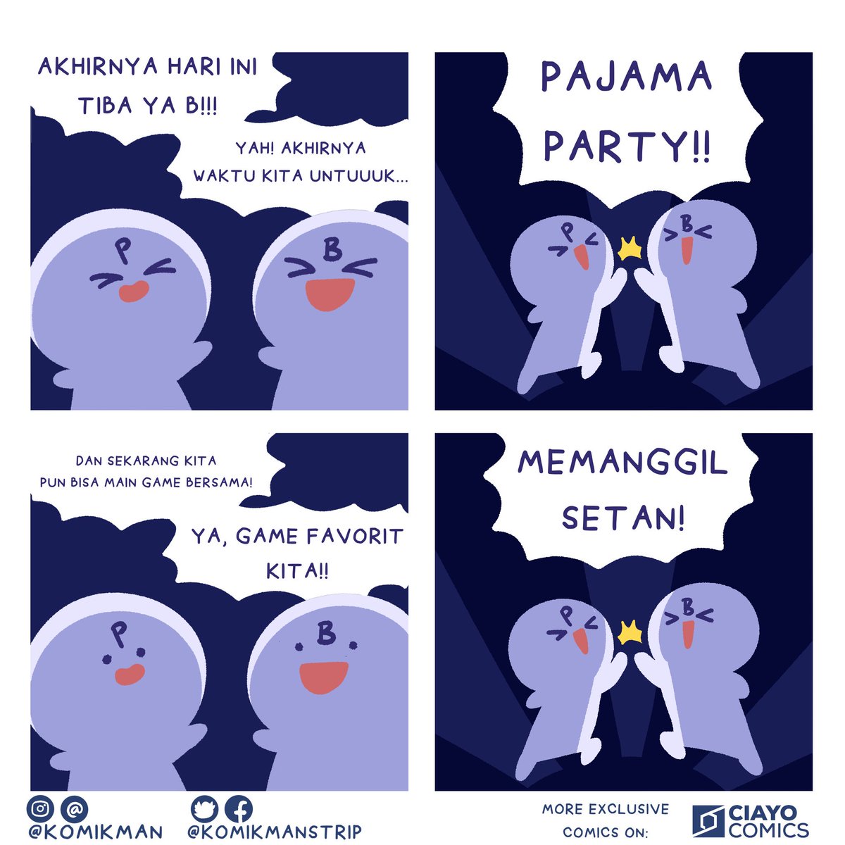 wrrkshop's tweet photo. Pajama party? Saatnya main summon satan di crossroad gaes~ #AdminK https://t.co/j9bt2dv0zQ