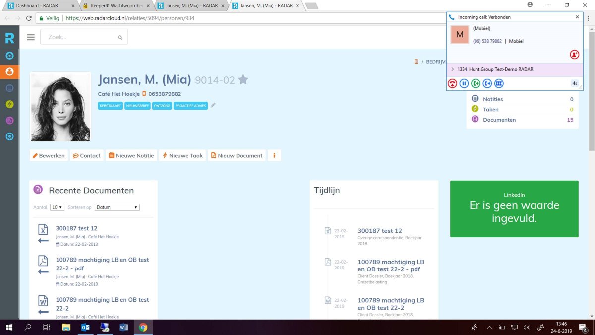 radarsoftware's tweet image. Jij wilt toch ook weten wie er belt.  In @radarsoftware wordt de klantenkaart geopend en geeft 360 graden klantbeeld. #tijdwinst en #overzicht