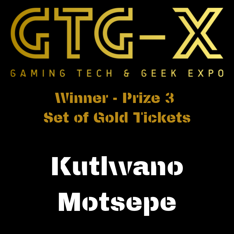 ExpoGtg's tweet photo. SECOND WINNER ANNOUNCED

Congrats Kutlwano Motsepe on winning one set of two Gold tickets to our event in 2020.

Check your email!

#gaming #capetown #southafrica #GTGExpo https://t.co/95wgyl5aZq
