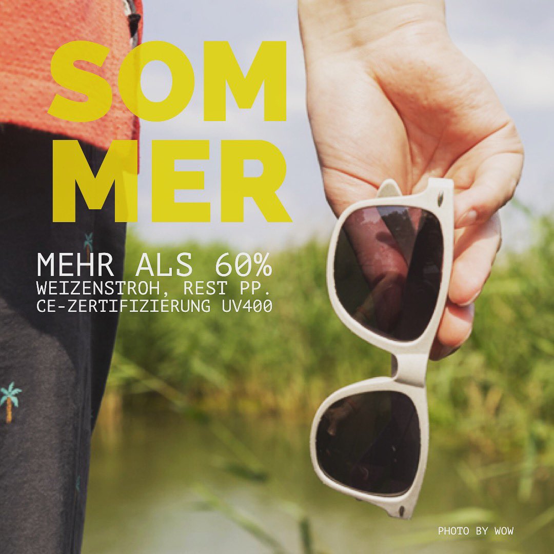 Summertime! Cool, lässig, nachhaltig und in vielen Farben. Sonnenbrillen gibt es viele auf dem Markt, aber keine ist so nachhaltig, wie die Brille aus Weizenstroh! #eco #summertime #cool #marketing #merch #werbemittel #promotion #events #berlinger #hamburg