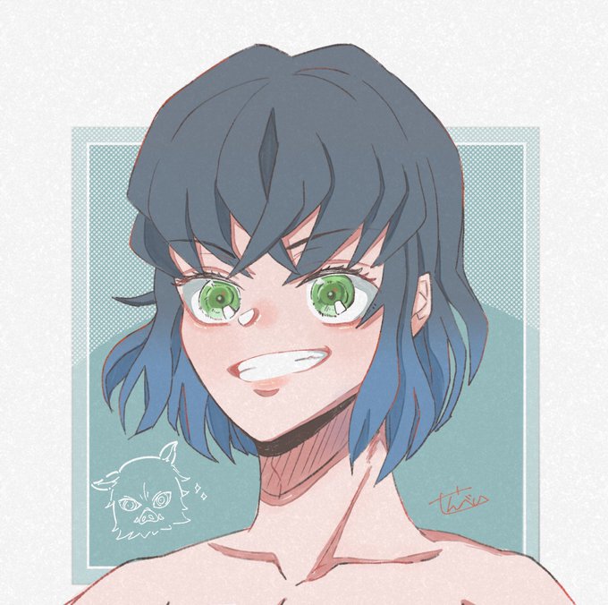 ざらめ🍘10/25エワDお2さんがTwitterに投稿した嘴平伊之助(鬼滅の刃)のイラスト。