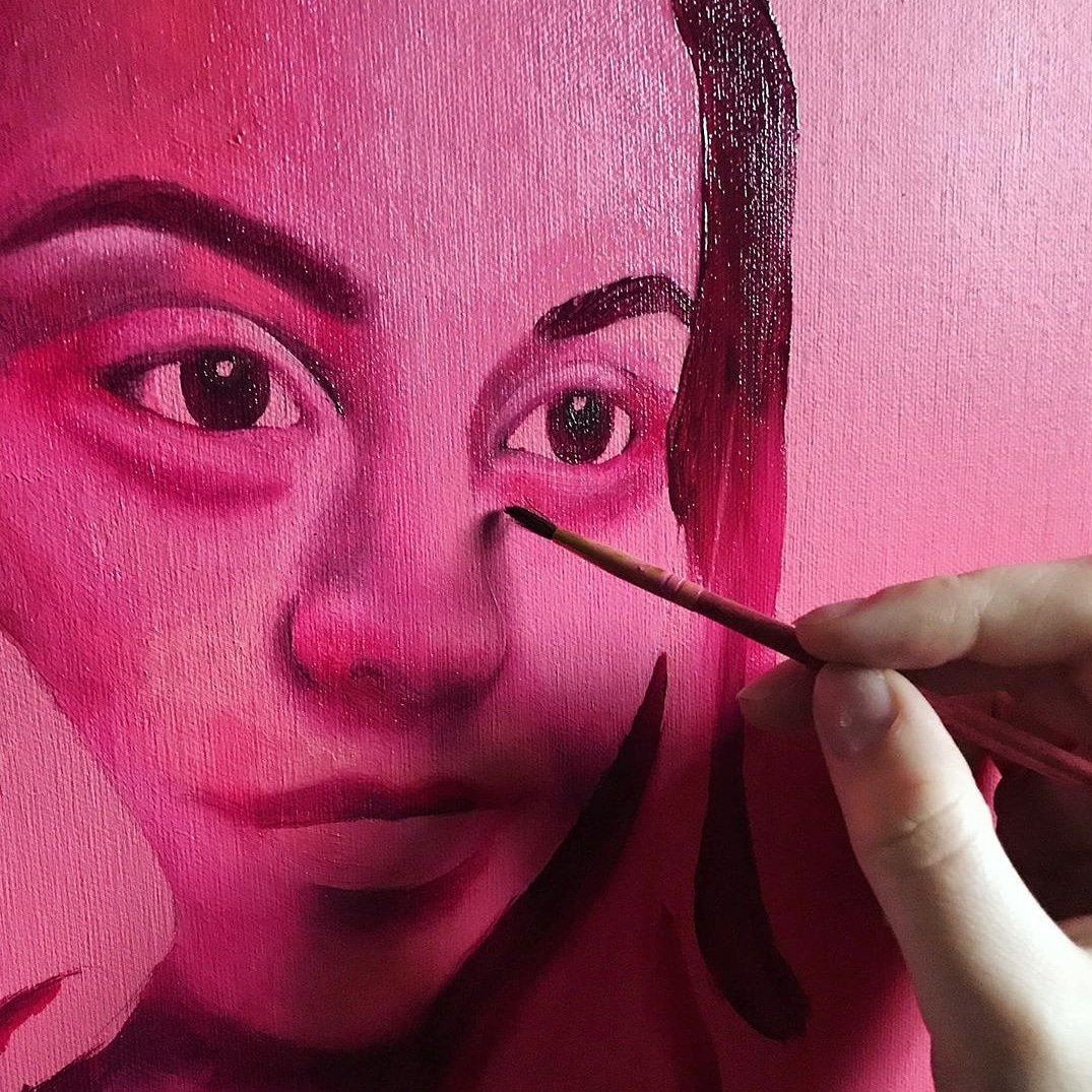 Northamptonbafa's tweet photo. This is the vibrant work of 2nd Year Painting &amp; Drawing student Elizabeth Maskery. @UniNorthants
#fineart #painting #drawing #art #northampton #uninorthants #pink https://t.co/UJ5nTCvoA2