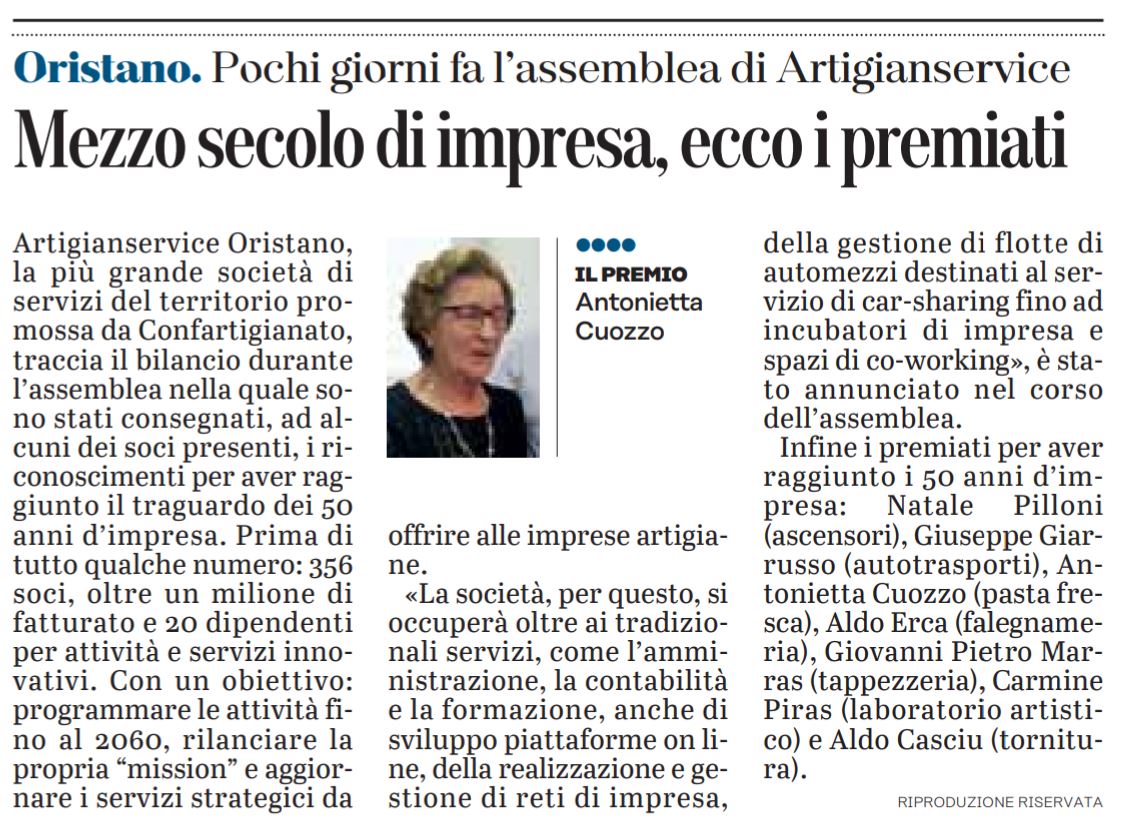 Confartigianat2's tweet photo. Ieri su @UnioneSarda di #Oristano.
#Artigianservice, la società di servizi di #Confartigianato #Oristano, rilancia la sua attività.
@Confartigianat2 @confartigianato @Conforistano https://t.co/C0kCq6zTRY