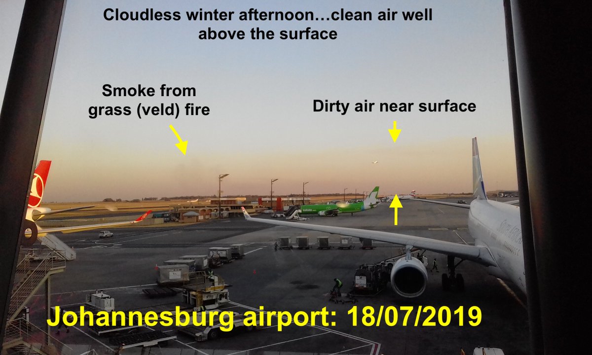 Sotirios Papathanasiou (@SFotonium) on Twitter photo 2019-07-23 05:46:52 Its hard to see air pollution in cloudy Irish skies. This was Joburg airport last week - sky clear but dirty air obvious near ground. Mostly particle pollution, with feint grass fire smoke plume. Like Ireland, solid fuel burning is major cause of poor air quality in SA Its hard to see air pollution in cloudy Irish skies. This was Joburg airport last week - sky clear but dirty air obvious near ground. Mostly particle pollution, with feint grass fire smoke plume. Like Ireland, solid fuel burning is major cause of poor air quality in SA