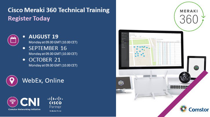 WestconSecUK's tweet photo. The #Cisco #Meraki 360: A half-day training programme designed to get Partner Engineers up to speed on Cisco Meraki. Learn how to configure &amp; sell the full end-to-end solution, including Security, Switching, Wireless and MDM (Mobile Device Management) https://t.co/lYJ6AVNwC7 https://t.co/CpV1O4Synp
