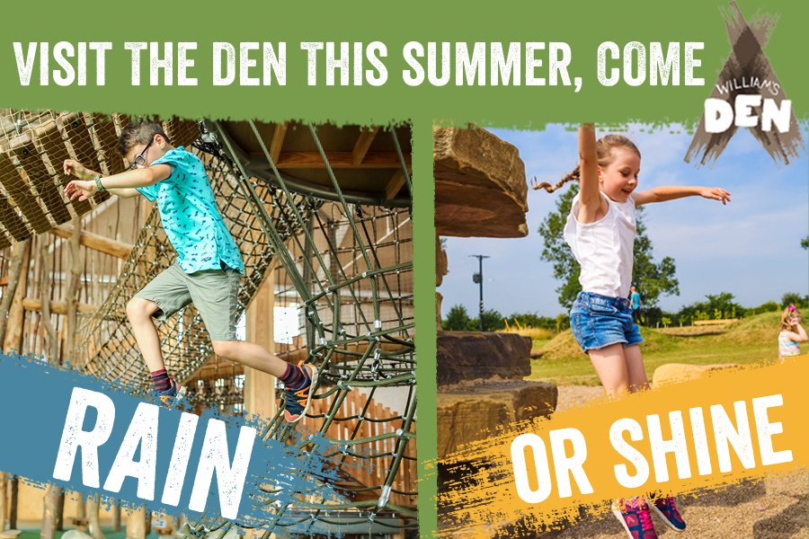 Join us for Summer at The Den – it’s the place to be, come rain or shine! 😀

With amazing outdoor play and a huge indoor den, coupled with a fantastic daily summer programme, it’s a great day out for the whole family!

Book in advance and save: bit.ly/2Okg7pu