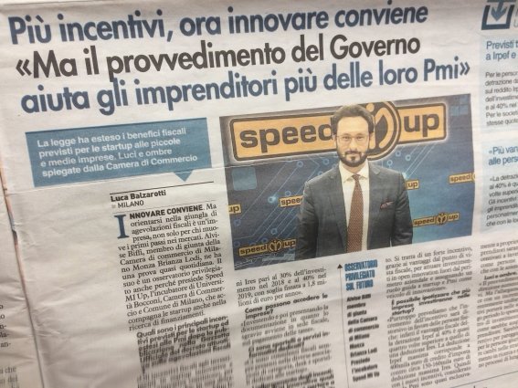 SpeedMiup's tweet photo. Innovare conviene, ma orientarsi nella giungla di agevolazioni fiscali è un'impesa. Il Giorno intervista Alvise Biffi, membro di giunta della Camera di Commercio di Milano Monza Brianza Lodi e presidente di Speed MI Up https://t.co/5ZxDRADxwy