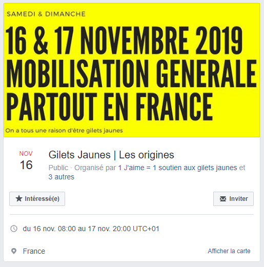 ⚠ Un événement Facebook pour le 16 & 17 novembre 2019 est lancé. facebook.com/events/3280206…