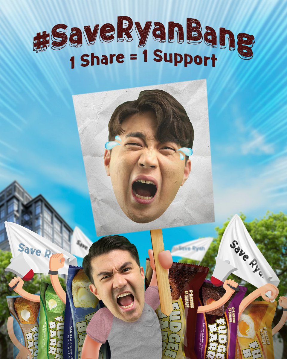 FudgeeBarr_PH's tweet photo. Love ka parin namin @ryanbang kaya bibigyan ka namin ng #OBarrLevelz na suporta! ♥😄

RETWEET na to #SaveRyanBang! Daliii! #FudgeeBarr #OBarrSaSarap 👍 https://t.co/e6ouFfrwOi