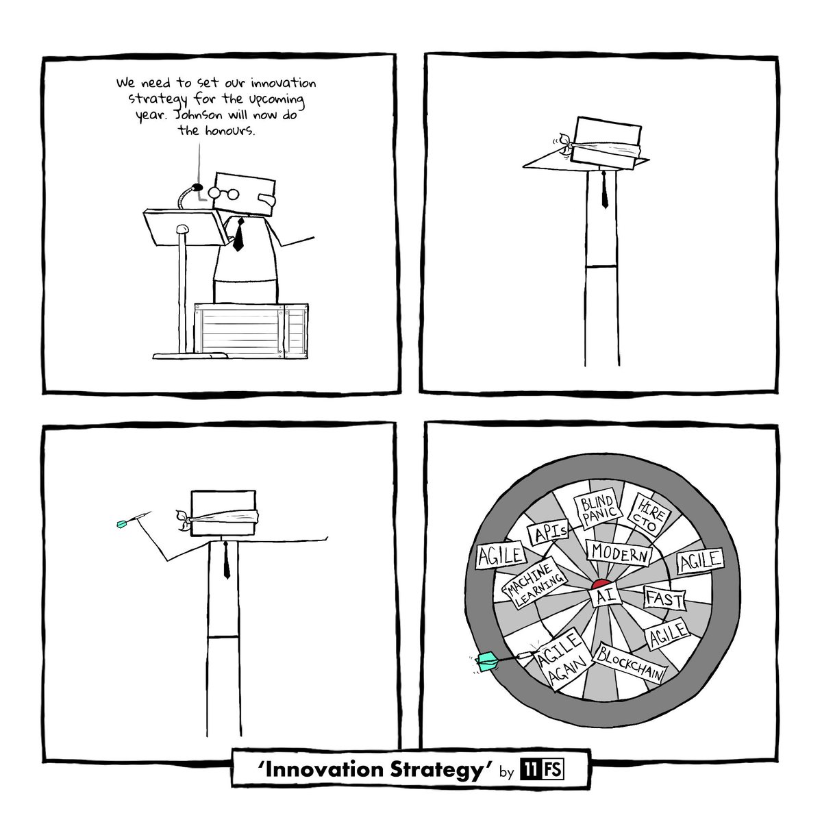 11FS's tweet photo. .@davidbrear often wonders if this is how some people piece together their #innovation strategy. 😅😅😅😅😅
Realtalk though, do people need to do this to get mandates and budgets?
#11fscomic #banking https://t.co/j9x4eK4uKB