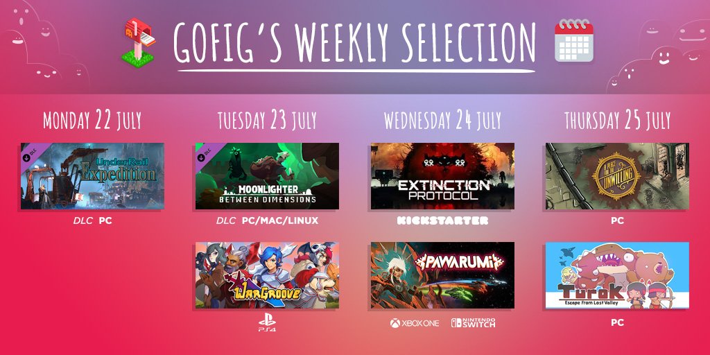 laurabutwhy's tweet photo. Our selection of outstanding releases for the week! 🗓️
Cited: @UnderrailGame, #Moonlighter, @WargrooveGame, #ExtinctionProtocol, #Pawarumi, @placeunwilling, #Turok
@DigitalSunGames @ChucklefishLTD @DrawblackGames @manufacture_43 @AlpixelGames @PillowPigGames
#indiedev https://t.co/LQqLXjdGnJ