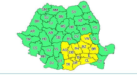 RRInternational's tweet photo. #PrognozaMeteo #ANM: #Codgalben de ploi torenţiale şi #vijelii valabil în 25 de judeţe luni, 22.07, şi Cod Galben de #instabilitate atmosferică accentuată în 10 judeţe şi municipiul #Bucureşti, în vigoare până marţi, 23.07, dimineaţa. https://t.co/dcnLr8HZ34