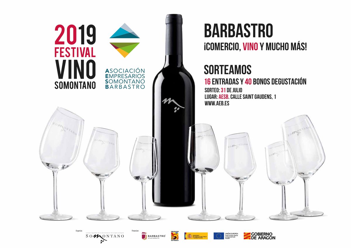 Barbastro, ¡Comercio, vino y mucho más! Comprar en #Barbastro tiene premio. Sorteamos 16 entradas y 40 bonos degustación. ¡No dejes pasar esta oportunidad! #AESB #CreciendoJuntos #FestivalVinoSomontano2019