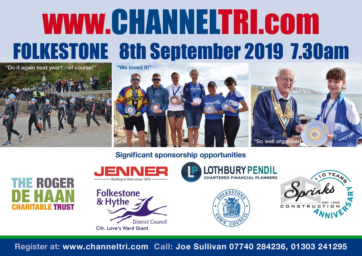 ChannelTriathl1's tweet image. The #Channeltri in #Folkestone on Sunday 8th September, would not be possible without so much support from our #sponsors. A big shout out to @jennergroup @SprinksC @LothburyPendil @fstonehythedc @RDHCT @folkestonetc.  Spaces still available register online ow.ly/T1Ba50v4XU7