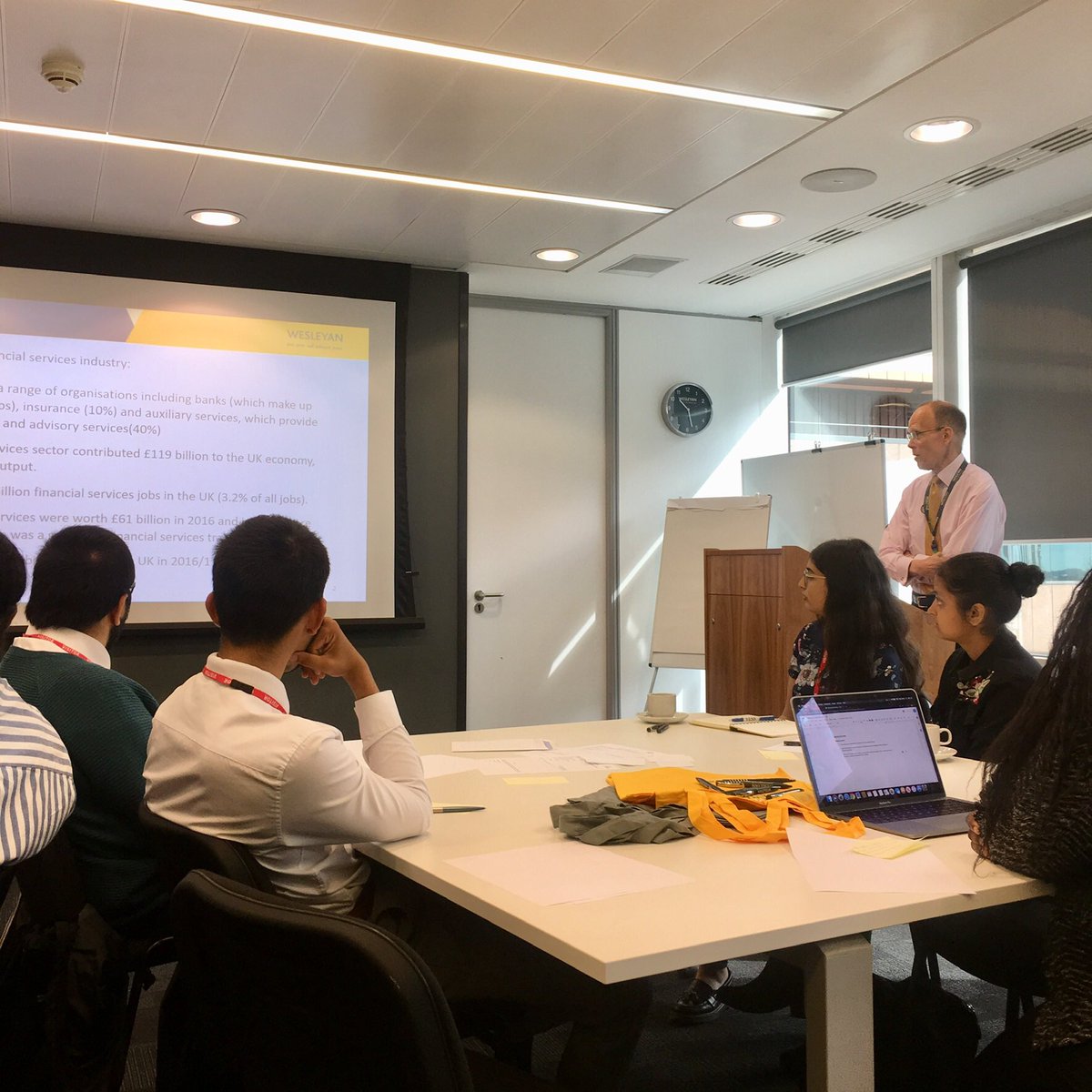 SocialMobilityF's tweet photo. SMF’s Birmingham students are finding out about the financial services industry from professionals at @Wesleyan. Thank you for having us! #aspiringprofessionals2019 #socialmobility https://t.co/f9BoQSPqTi