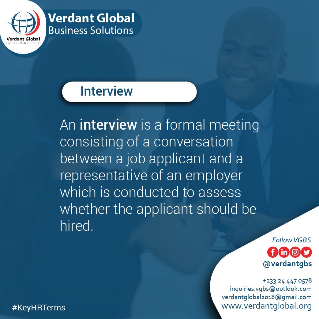 VerdantGBS's tweet photo. #HRTermOfTheWeek - Interview
This week, we'll learn more about interviews, how to make the best of it, the dos and don'ts, etc.
Learn with us π
#HumanResource #BusinessGrowth #Corporate #solutions #human #resource https://t.co/j4FUkT1Eg9