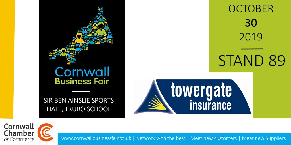 cornwallbizfair's tweet photo. We're looking forward to welcoming our friends from @Towergate to Stand 89 in the Sir Ben Ainslie Sports Hall at @TruroSchool  for @cornwallchamber’s  #CBFair2019 https://t.co/OsWn59cBB0