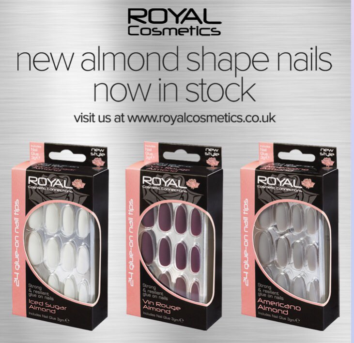 RoyalCosmetics's tweet photo. You can now find our NEW Almond shaped nails on our website https://t.co/pw7OiqBD3N 💕 currently available in #vinrouge #icedsugar and #americano styles 🤩🤩 #royalcosmetics #falsenails #almondnails https://t.co/l4F7Yffh6o