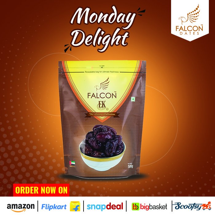 FalconDates's tweet photo. Make the boring #Mondays a little more exiting with a delicious packet of #FalconEKDates
Order now from https://t.co/2C3xJqzCeT
#FalconDates #MondayDelight #Tasty #Healthy https://t.co/S76glHf7X8