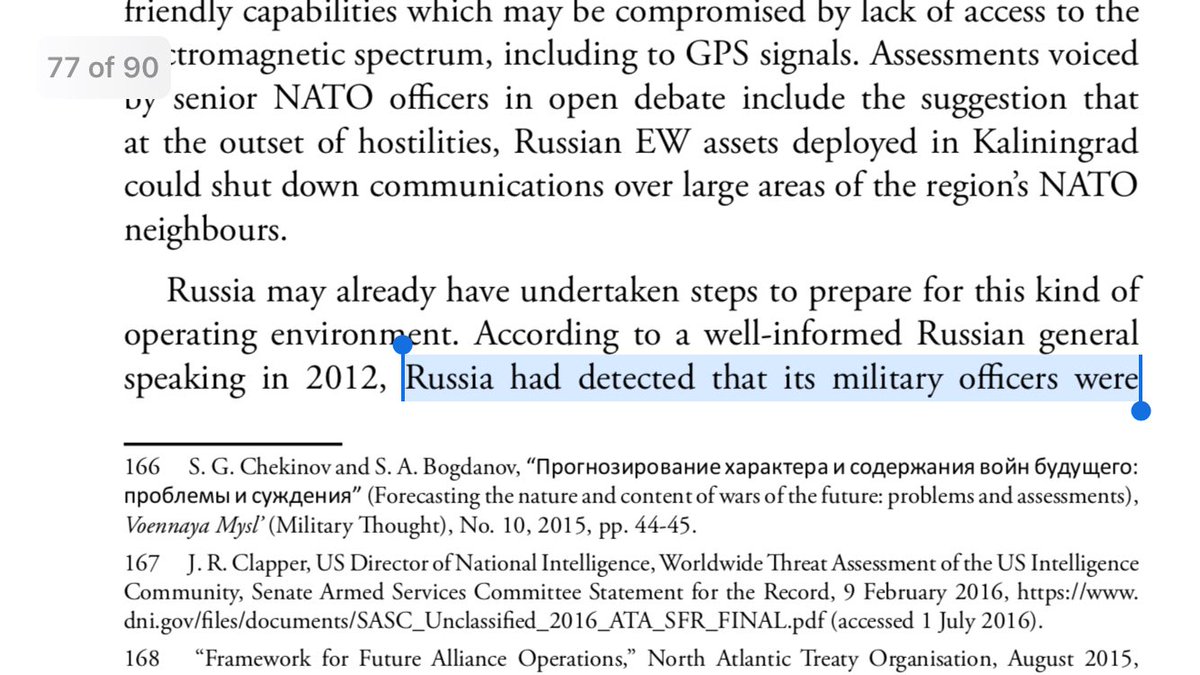 45/ CONVERGENCE: In 2016, James Clapper noted Russia’s overt cyber aggression and warned NATO to be prepared to operate without network systems.Russia’s convergence of kinetic and non-kinetic warfare was born out of realization soldiers were losing the skills of “low tech war.”