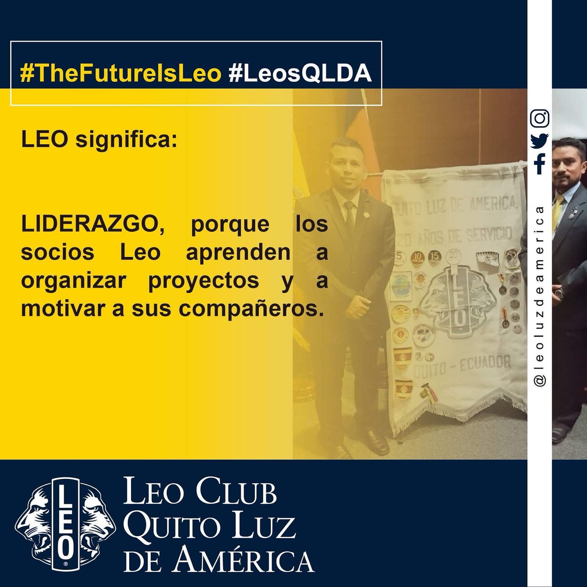 LeoLuzDeAmerica's tweet photo. #conócenos LEO significa LIDERAZGO, EXPERIENCIA Y OPORTUNIDAD. Somos un programa de la organización de servicio social más grande del mundo Lions Clubs International Nosotros Servimos #TheFutureIsLeo #LeosQLDA https://t.co/l7YTCcmmyj