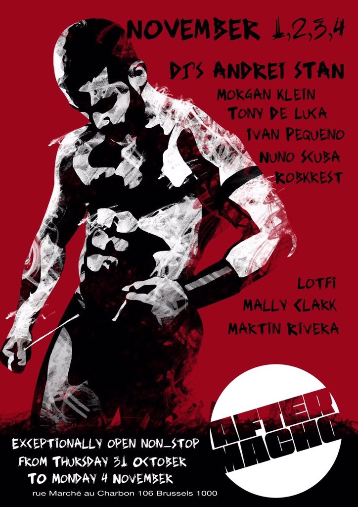 DjIvanPequeno's tweet photo. Save the date!
🔥After MACHO • Brussels • 1-4 November
▶️ Line Up:
@djandreistan 
Morgan Klëin
Tony de Luca
@DjNunoScuba 
@RobkrestMusic 
Lofti
Mally Clark
Martin Rivera https://t.co/vpymcOx5x0