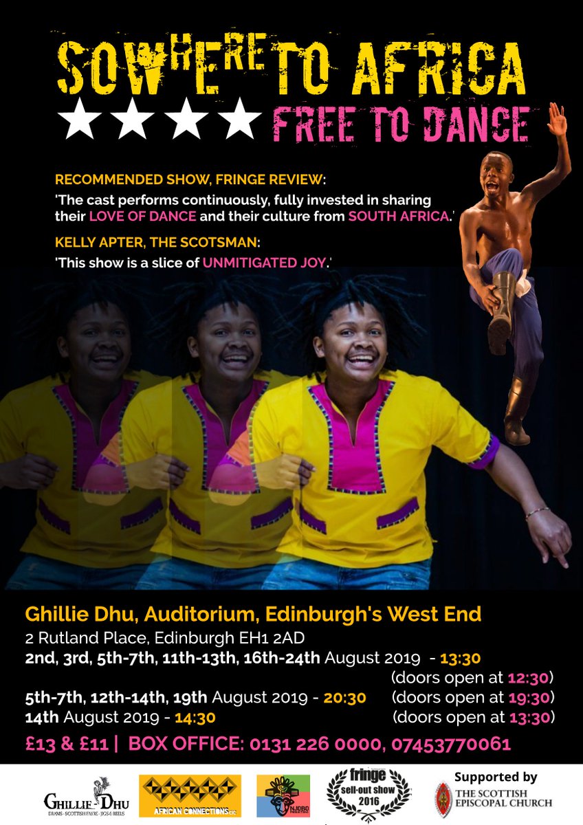 AfterFreedomPro's tweet image. Looking for a good-feel show in this year's @edfringe? Come and see 'SOWhEreTO Africa: Free to Dance' at @GhillieDhu1! Book your tickets at tickets.edfringe.com/whats-on/sowhe…