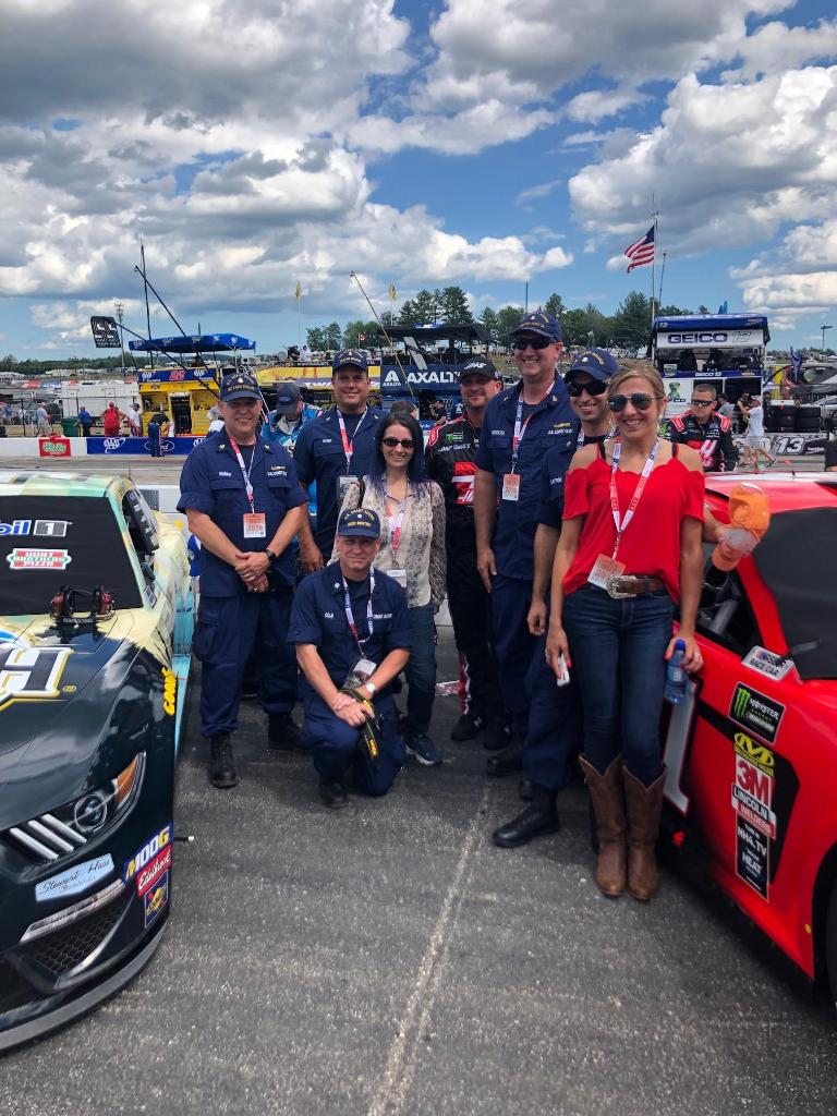 NASCAR's tweet photo. A group of Coast Guardsmen from the Greater Boston area spent time with us at @NHMS as a part of Troops to the Track hosted by @CocaColaRacing. https://t.co/HRr0bmqEMo