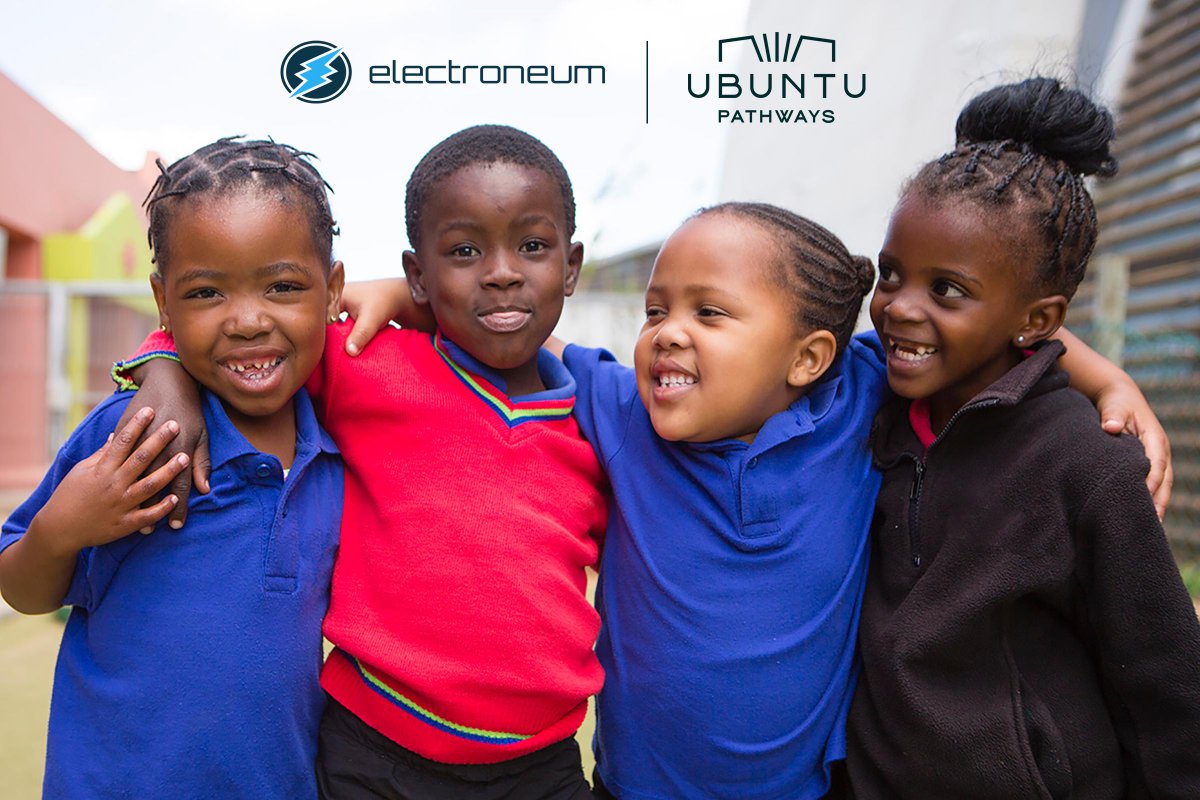 UbuntuPathways's tweet image. We're excited to announce that Ubuntu is now one of @Electroneum’s new trusted miners. We’ll be using ETN mining rewards to build our #cradletocareer initiative, providing thousands of South Africa's most vulnerable children with what all children deserve—everything, every day.