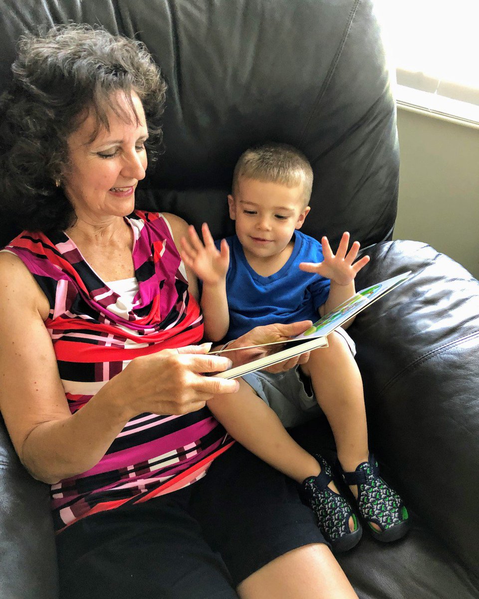 OurLadySchool's tweet photo. Mrs. Villani snuggling up to do some summer reading with her grandson! #OLPHREADS https://t.co/FLwrMXDsJI