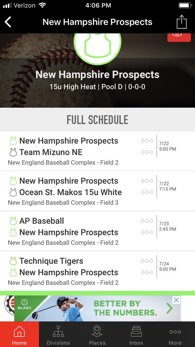 Projected Starters for 15U 
<a href="/NEBComplex/">New England Baseball Complex</a> High Heat today 

G1- 2022 LHP <a href="/stacy_conor/">Conor Stacy</a> 
6-1 .332 ERA .946 WHIP 32K 

G2- 2022 RHP <a href="/SprinceTyler/">Tyler Sprince</a> 
6-2 1.66 ERA 1.12 WHIP 32K 
#itsaprocess ⚾️⚾️💧💧