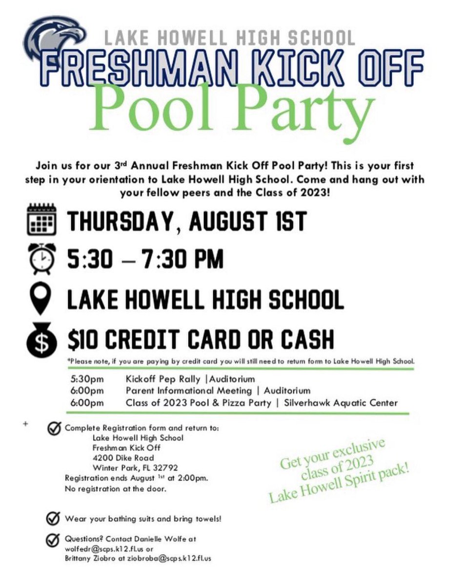 Attention Freshmen! Don’t forget to register for the Freshmen Kick Off Pool Party! 🏊‍♀️🎉🏊‍♂️