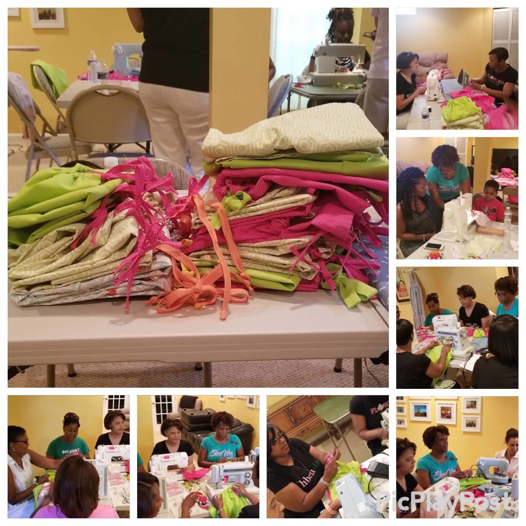 XiZetaOmegaAKA's tweet photo. 💗 Summer SEWstice in support of Target V: Global Impact, Pillowcase Project. Sorors sewed dresses for girls and collected tshirts for boys that will be sent to Haiti to provide clothing for children in need. #xzoAKA #AKA1908 #Excellence #ServiceToAllMankind #TargetV 💚 https://t.co/YncFIpSW3Y
