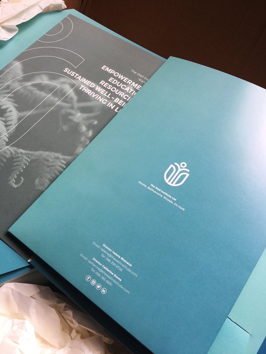 DTWdesign1's tweet photo. Continuation of branded material The Well Institute, which helps its reach in finding new markets. The identity colour palette was brought through into the full colour print. The project includes the new logo and monogram. #cork #branding #typography #colour #identitydesign https://t.co/NCXkHCiGOn