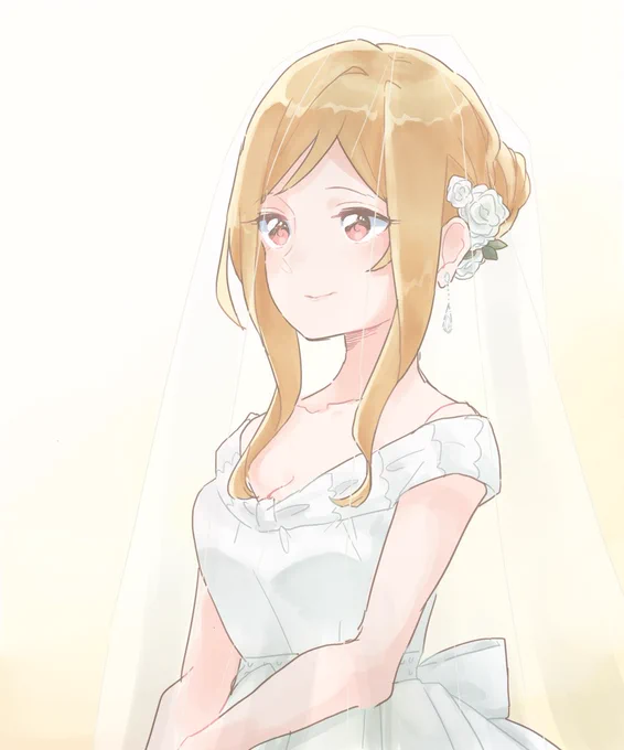 前に描いて放置してたウエディング莉緒を完成させた 