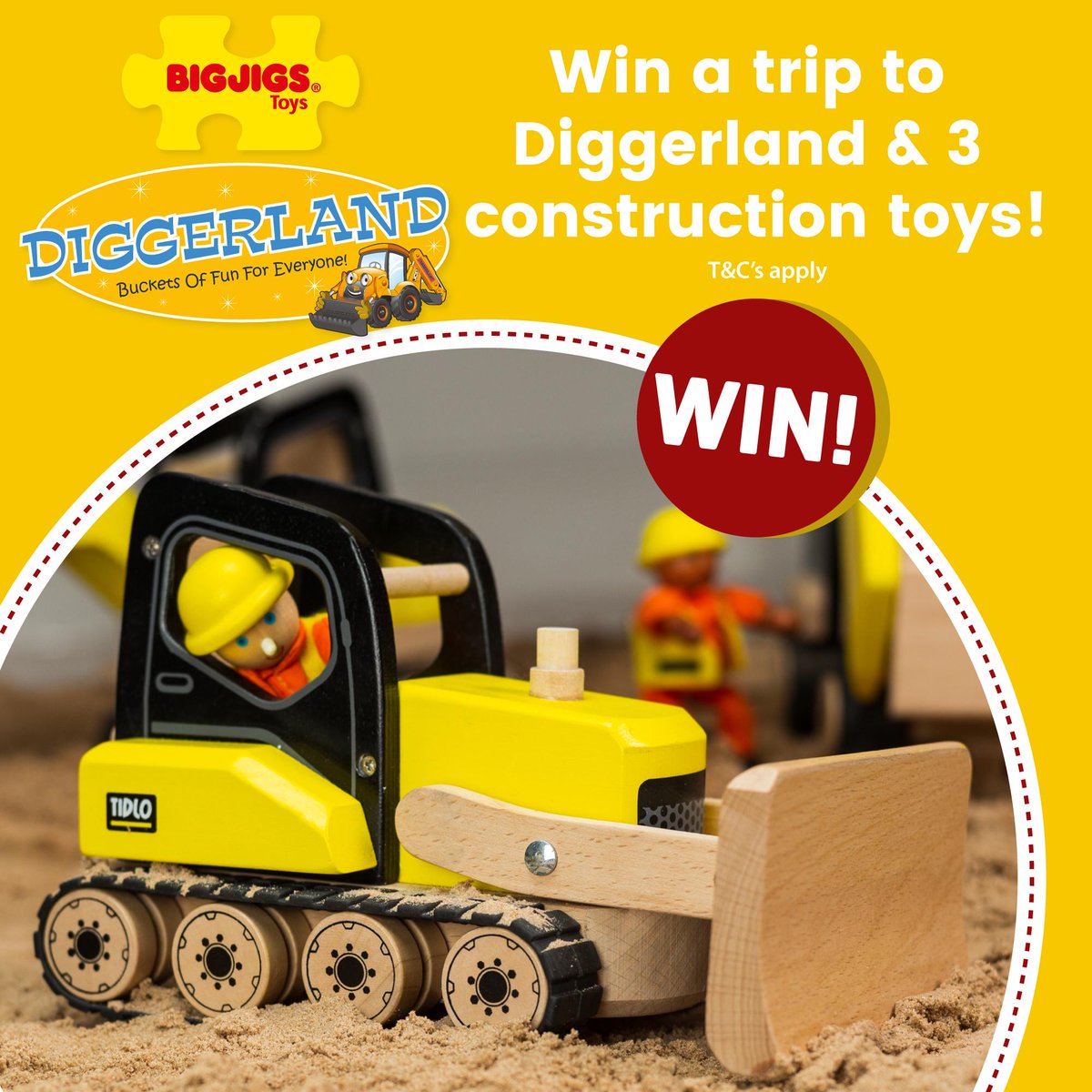 bigjigstoys's tweet photo. #GIVEAWAY 
Win a family pass to Diggerland and 3 construction toys! 
To enter: Like our page, comment &amp; share! 
Ride, drive and operate real diggers, dumpers and other full-sized construction machinery. https://t.co/oZjwtgQefO