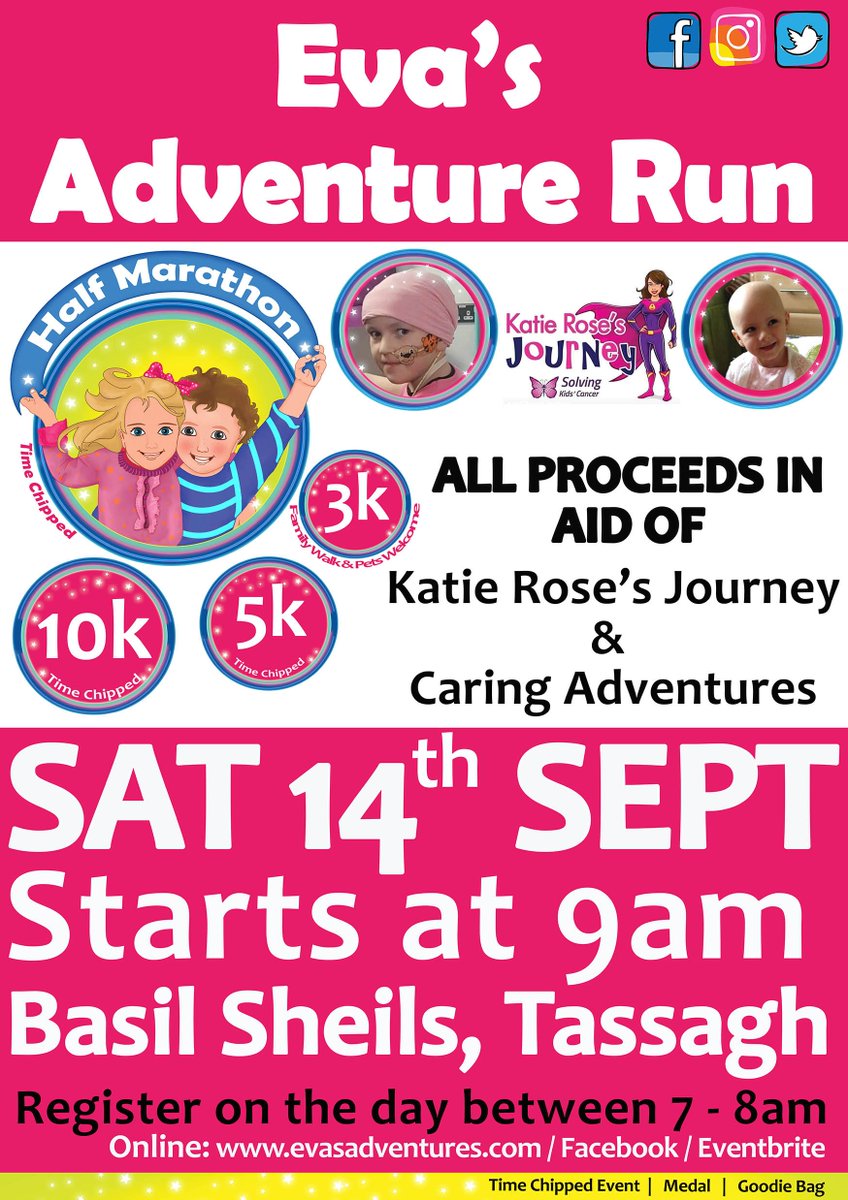 Register now to take part in Eva's Adventure Run 2019.  Half marathon, 10k, 5k or 3k family walk 💗🌟🐰 eventbrite.co.uk/e/evas-adventu…
<a href="/runnersworld/">Runner's World</a> <a href="/ArmaghMum/">NI Mammy</a> <a href="/Armagh_GAA/">Armagh_GAA</a> <a href="/Armaghcamogie/">Armagh Camogie</a> <a href="/ArmaghI/">Armagh I</a> <a href="/parkrunIE/">parkrun Ireland</a> <a href="/MidUlster_DC/">Mid Ulster Council</a> <a href="/UlsterGAA/">Ulster GAA</a> 
#RunningMan #runners #running #fitness #fitnessaddict