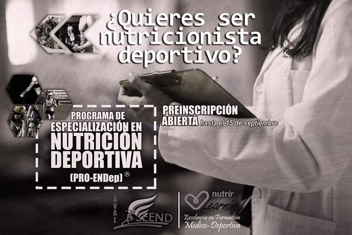 ¿Quieres ser Nutricionista Deportivo?

Descárgate el Programa académico para la formación integral y real de #NutricionistasDeportivos

nutrir.es/nutrir-learning

Consulta en el enlace el plan de BECAS* otorgadas por la SEEND. 

Con PRO-ENDep MARCARÁS LA DIFERENCIA!