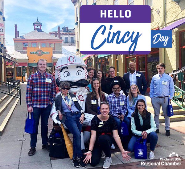 CincyChamber's tweet photo. Let us do the work! Add the @CincyChamber's Hello Cincy Day to your existing onboarding strategy for employees who are new to the Cincinnati region. It's an immersion day that introduces your newcomers to the region through fun, interactive activities. https://t.co/uSvVjVTgf8 https://t.co/E8wmJbBAW2