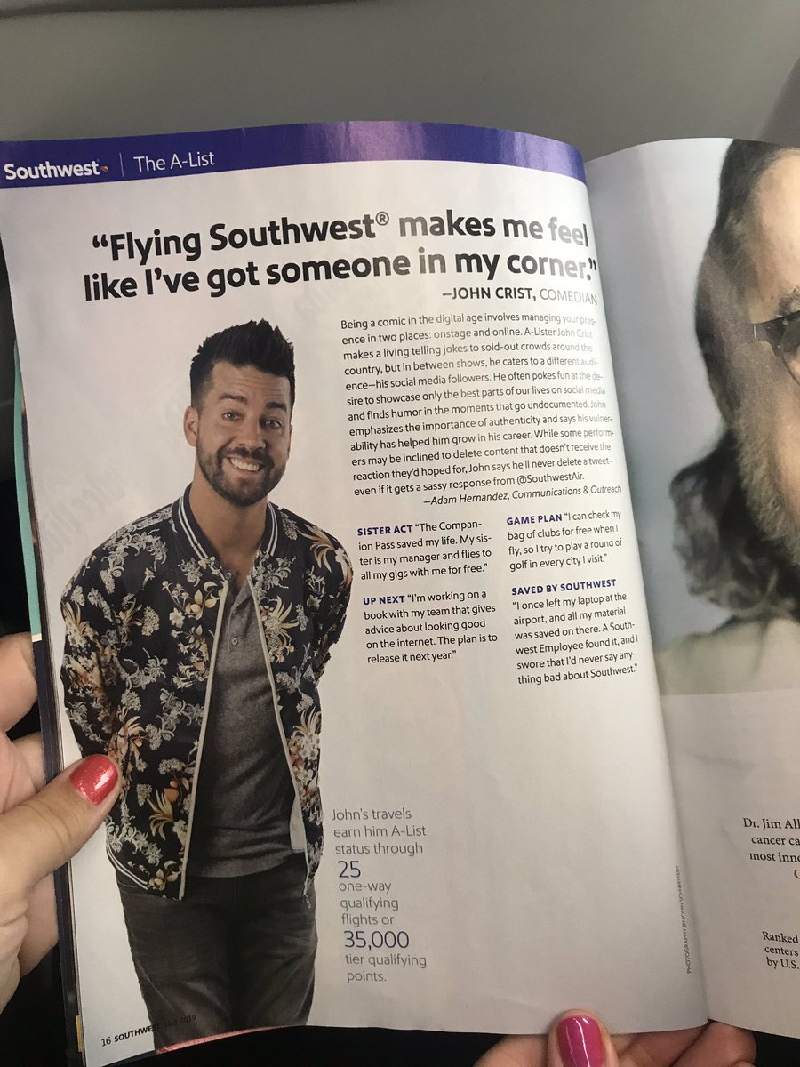 kimshu22's tweet photo. @johnbcrist making it into the big leagues @SouthwestTheMag @SouthwestAir https://t.co/uKT1Sw6YZU
