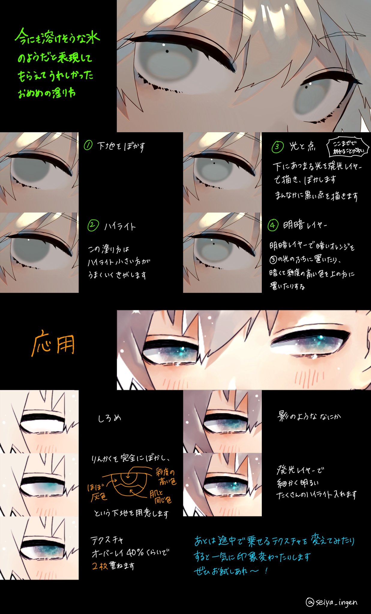 いんげん 企画6日目 お待たせしました ご要望の多かったおめめのメイキングです 塗り方定まらないので今回はダイヤモンドカットイメージとビー玉イメージの目を選びました 文句は受け付けないけど質問は受け付けるよ T Co Fldd94jh4w Twitter