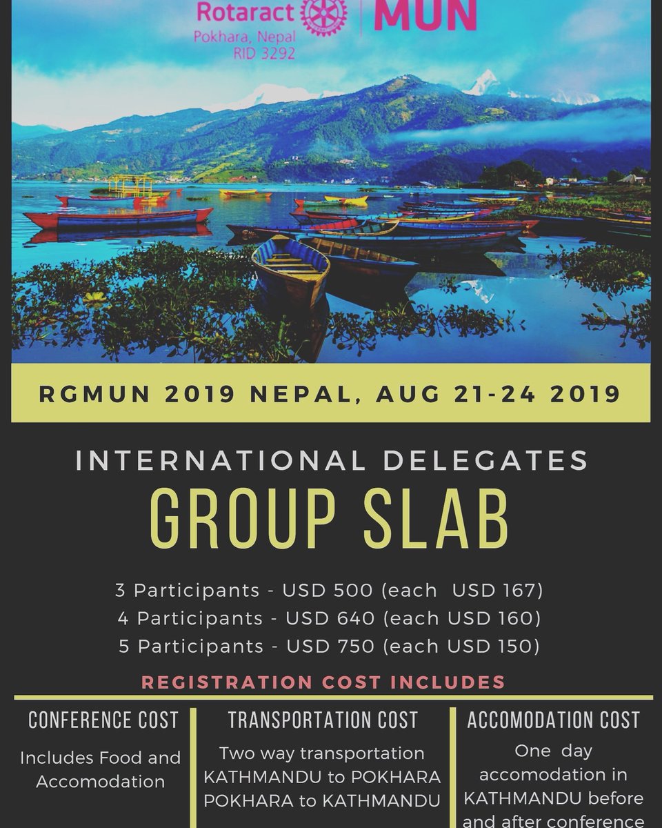RGMUN_Nepal's tweet photo. To Register and for more information please go to
https://t.co/Sc4km1qpRj

#CometoPokhara #RGMUNNepal #routepokhara #RGMUN #Rotaract #Model #UnitedNations #MUN #Pokhara #Nepal #Rotaract3292 #Register https://t.co/gyY0KJv227