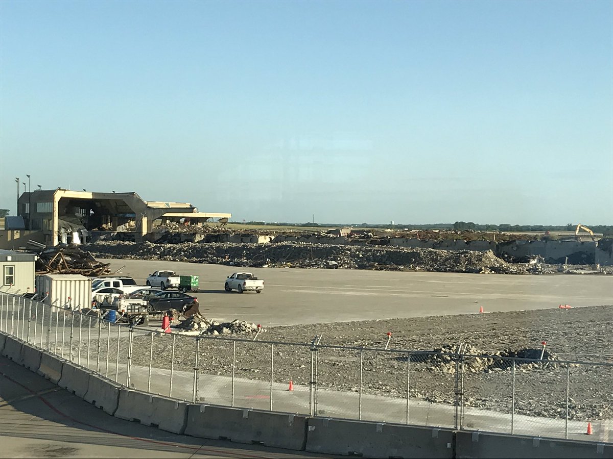 KS_Wanderlust's tweet photo. As I’ve flown out of @KCIAirport the last few weeks, it’s been fun to follow the demolition of Terminal A https://t.co/LDAAO9pKLy