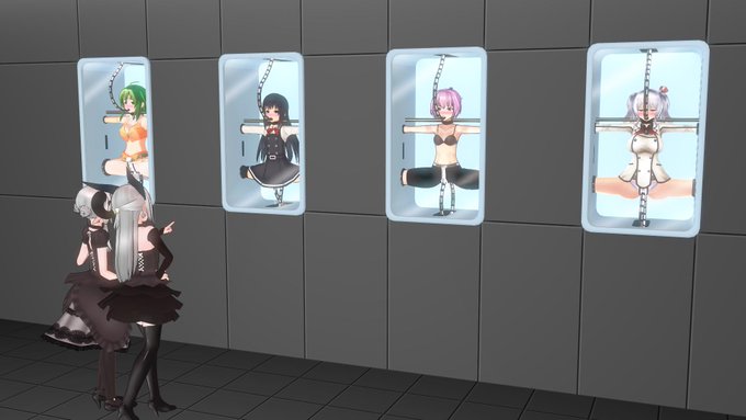 ⑧解説と違う?使用です。あきらめてください。

(今回、各キャラにあわせるため、拘束セルの腕を拘束する部分を上下させるモーフを追加しております。) 