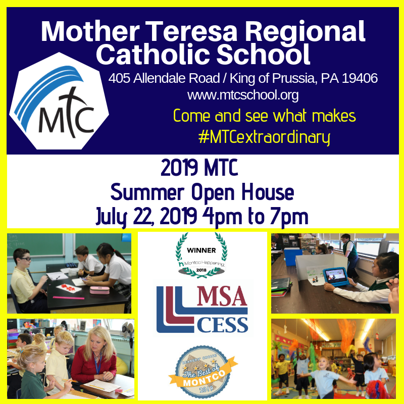 MTCRegional's tweet photo. MTC Summer Open House today from 4pm to 7pm! Come, take a tour, talk to faculty and learn more about all of the programs at MTC! #MTCextraordinary #mtcschool #catholicschool #greatschools #preschool #openhouse https://t.co/Q49ap3T1AT