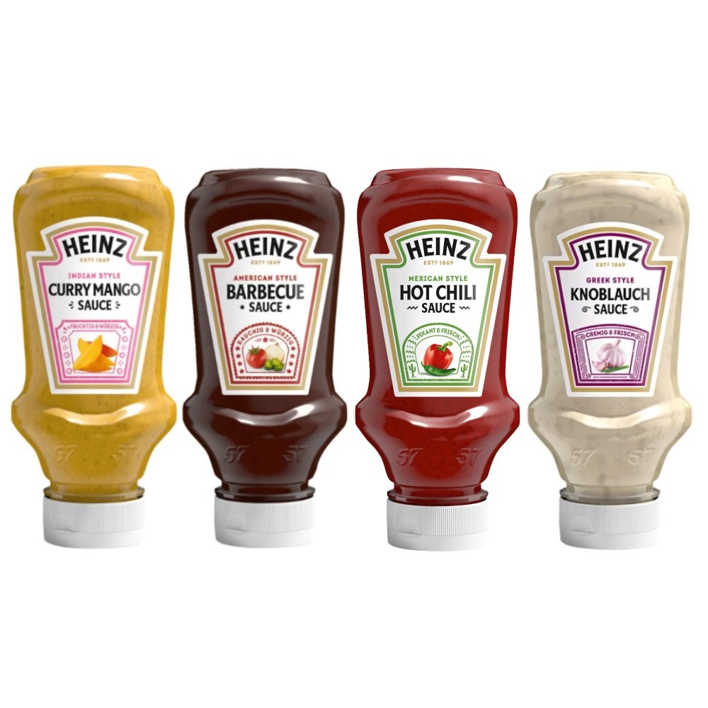 Heinz 4x 225g / 7.93oz Squeeze Bottle Mix BBQ Grill Sauces from