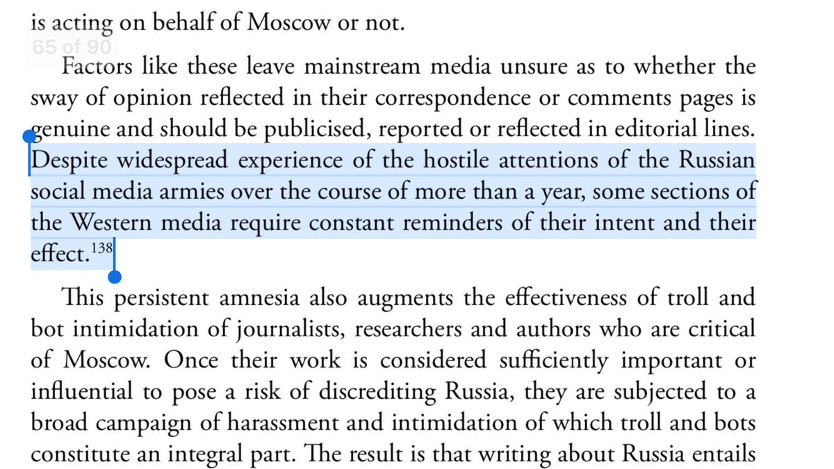 36/ PERSISTENT AMNESIA: Western media needs constant reminders of the psychic brutality—even the existence—of trolls.Those who push truth are constantly harassed by troll armies and botnets, intimidated into submission.The first time it happens it’s like taking a gut punch.