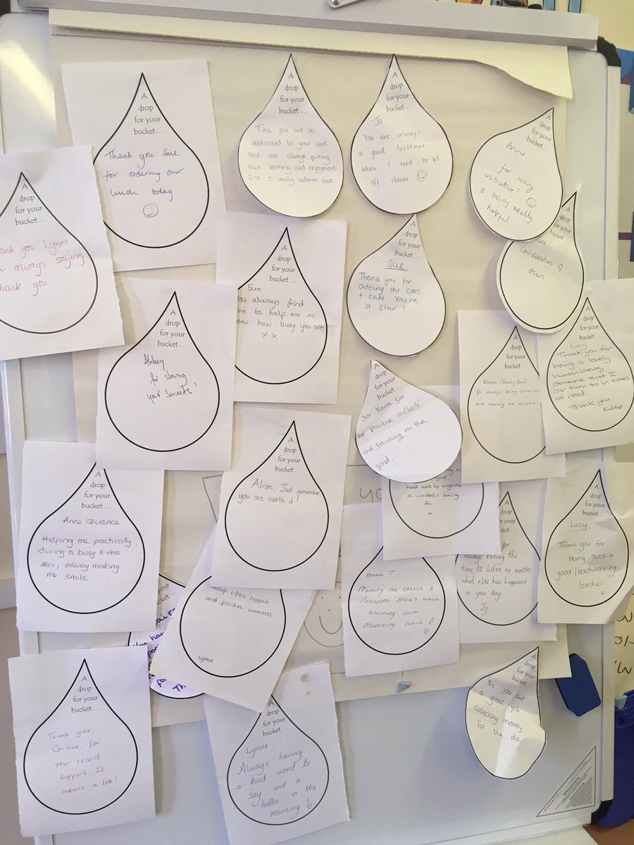 jennifer_nock's tweet photo. Supporting staff well being through βstaff shout outsβ. We did βdrops for your bucketβ support and appreciation #Traumasensitiveschool https://t.co/q2GYnVcPYs