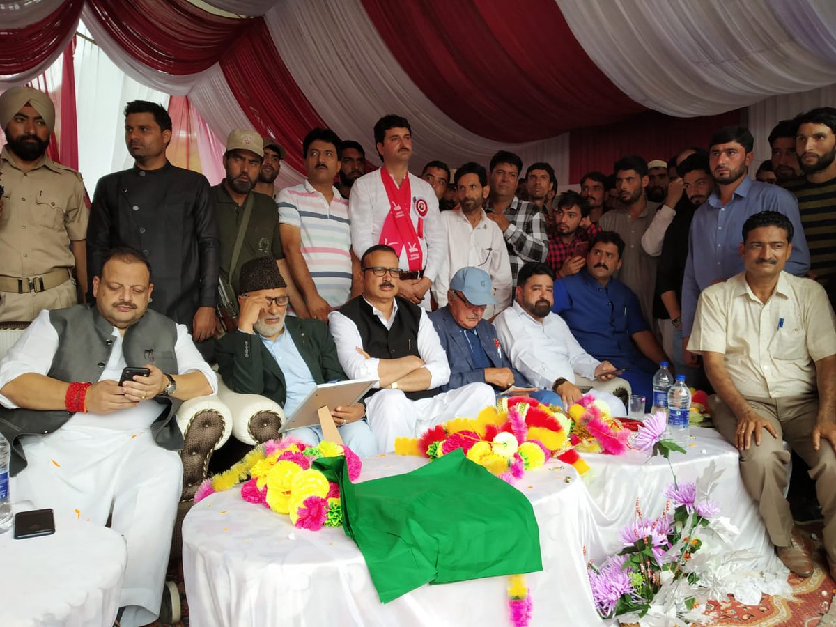 JKNC_'s tweet photo. Party general secretary Haji Ali Mohammad Sagar today presided over a massive gathering of party workers at Inderwal in Jammu division. AGS Sheikh Mustafa Kamaal, PP Devender Singh Rana, party functionaries also present. #JKNC #OnlyHal #HalhiHalHai https://t.co/0CKyPnJ1nM
