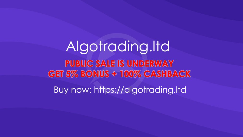 algotrading_ltd's tweet image. Algotrading Public Sale is Live now: algotrading.ltd

#BitcoinIsBack #cashback #ALGO #ICO #bountyhunter #bounty